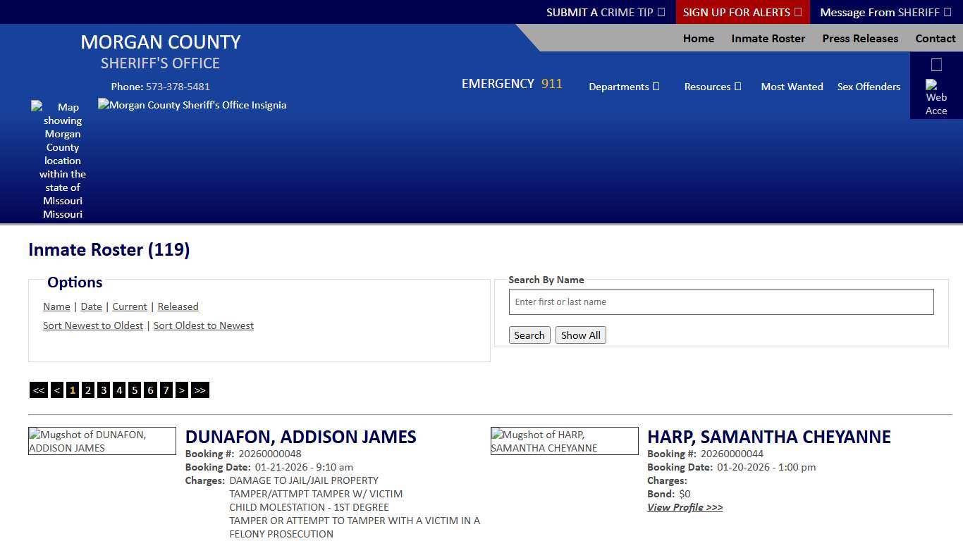 Inmate Roster - Current Inmates Booking Date Descending - Morgan County Sheriff MO